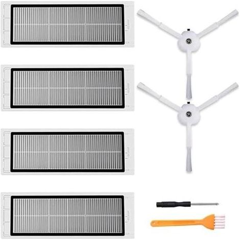 Filtres HEPA Accessoires de Rechange pour Xiaomi Roborock S5 Max S6 Pure S6 MaxV S6 Max S4 Max S4 S5 S50 S51 S55 S6 S60 S65, 4 Filtres HEPA, 2 Brosses Latérales (1/5)
