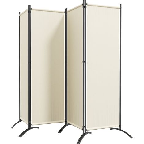 Paravento da Esterno e Interno a 4 Pannelli Pieghevole 221x50x172cm Crema (1/5)