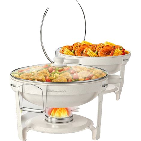 Calentadores de alimentos, acero inoxidable, diseño elegante, paquete de 2 (1/2)