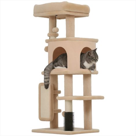 Arbre à chat beige en panneau de particules 44 x 34 x 104 cm (1/5)