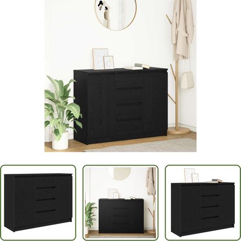 Schubladen - Sideboard mit Schubladen Schwarz Eichen-Optik 100,5x35x76 cm (1/5)