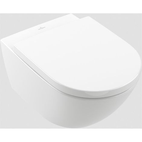 Villeroy & Boch – Combi Pack WC suspendu sans bride Twist Flush – Porcelaine sanitaire – Rinçage 3/6 litres – Sortie horizontale – Abattant frein de chute (1/2)