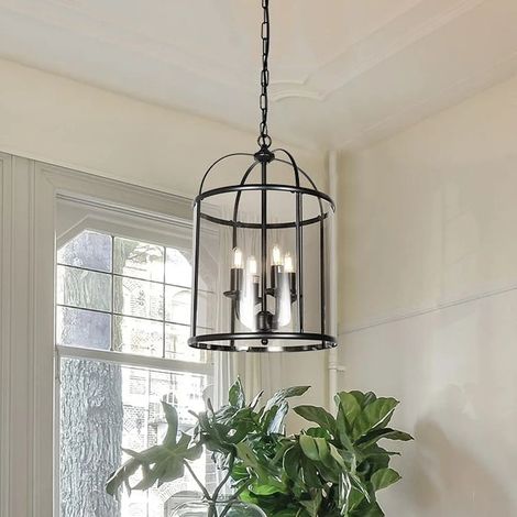 [GEBRAUCHT] B-Ware Steinhauer Pendelleuchte Hängelampe Pimpernel Schwarz Glas Vierflammig E14 Lampe