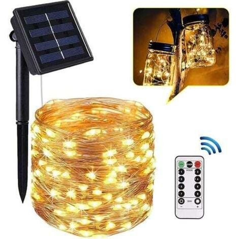 Guirlande Lumineuse Solaire Extérieure,  20m 200 LED 8 Modes Guirlande Solaire Exterieur IP65 Étanche Câble en cuivre Guirlande Décoration pour Jardin, Terrasse, Noël, Mariage, Fête