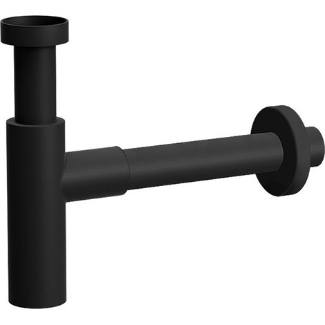 Sifone Nero Opaco per Lavabo Installazione Universale Modello Canna Tonda (1/4)