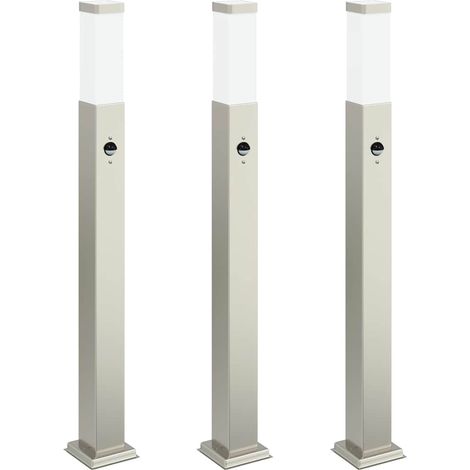 Bornes lumineuses avec détecteur lot de 3 80 cm acier inoxydable IP44 vidaXL (1/5)