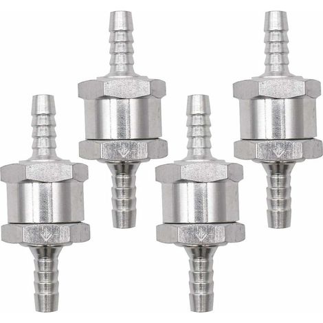 DEESSE SHOP - Clapet anti-retour en aluminium, 4 pièces Clapet anti-retour argenté avec clapet anti-retour en alliage d'aluminium pour carburateur basse pression (6 mm) (1/5)