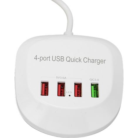 4-Port-USB-Ladestation (36 W, QC3.0) – Schnellladen für Smartphones und Tablets – EU-Stecker (110–240 V) (1/5)