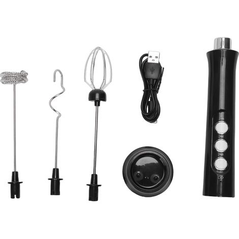 Mousseur à lait rechargeable avec support, fouet manuel, batteur électrique, mélangeur à boissons, mousseur à café et à œufs. (1/5)