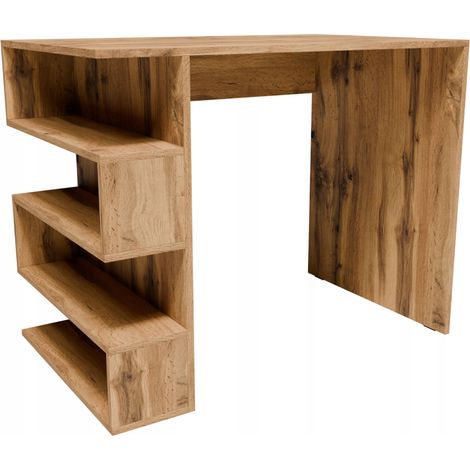 CR3-STERN T-12 Schreibtisch 90 cm, Eiche Wotan, mit Regalen für Jugendzimmer