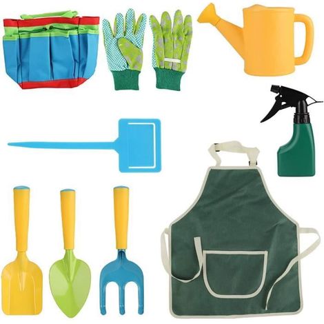 Set di attrezzi da giardinaggio per bambini - Giardinaggio per bambini - 9 pezzi - Verde - Unisex - Età 3+ (1/4)