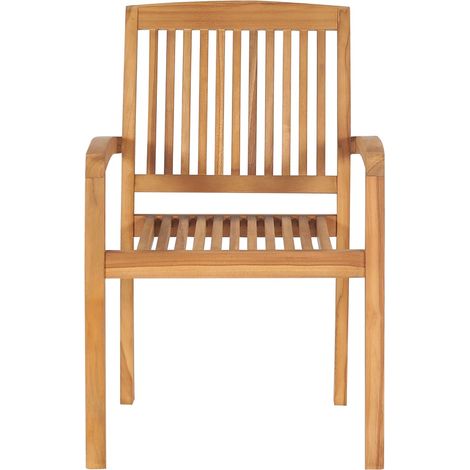 Maison Exclusive - Garten-Essstühle 2 Stk. Stapelbar Teak Massivh
