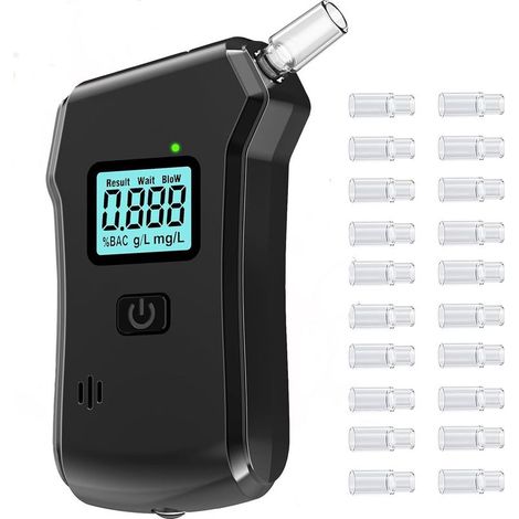 Ethylotest Electronique, Ethylotest Professionnel avec Affichage Numérique LCD, Précision de Qualité, Portable Testeur d'alcool ave 20 Embouchures, Alcootest Personnel pour Usage Domestique et Fêtes