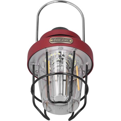 Lanterne de camping rétro rechargeable par USB, 3 modes d'éclairage, étanche IPX4, rouge (1/5)