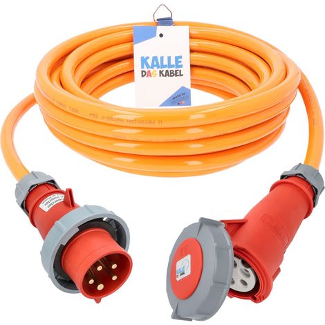 Kalle Verlängerungskabel CEE 400V 32A 4,0mm² Phasenwender Extreme Signal Orange Aquasafe IP67 5 Meter