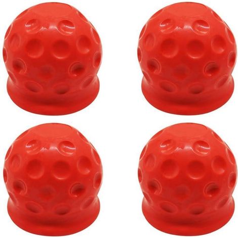 4er Set Anhängerkupplung Abdeckung Rot für 50mm Kugelkopf (1/5)