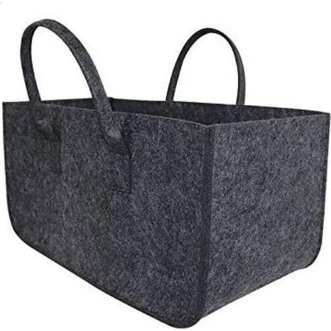 1Pcs Sac à Buche Sac en Feutre Bois Panier à Bûches Bois Sac de Rangement pour Buche Gris Foncé 50x25x25CM (1/3)