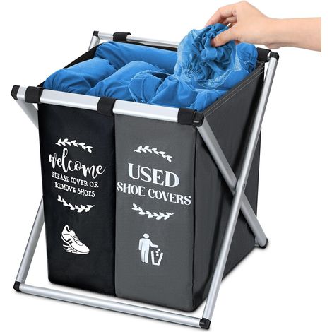 Dispenser Pour Housses À Chaussures - 25 x 25 x 30 cm - Structure En Alliage D'aluminium - Tissu Oxford Imperméable - Double Face Avec Signalétique - 1 Pièce (1/5)