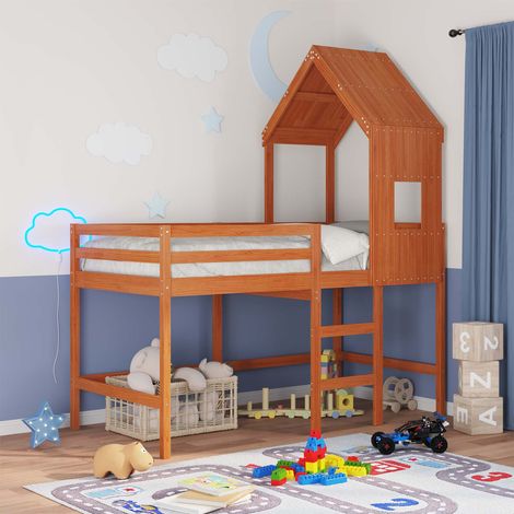vidaXL Struttura per letto soppalco Marrone Cera 90 x 190 cm (1/5)