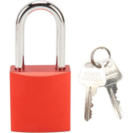Industrial Safety Padlock Aluminum Steel Anodized Lock Beam Red Insulation Lock for Chemicals (1/5)