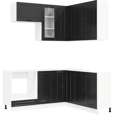 Kitchen Unit PORTO 8 pcs Black Engineered Wood vidaXL (1/5)