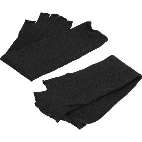Protège-bras 45 cm, anti-coupures, demi-doigts, pour la cuisine, le travail du bois et le jardinage, noirs (1/5)