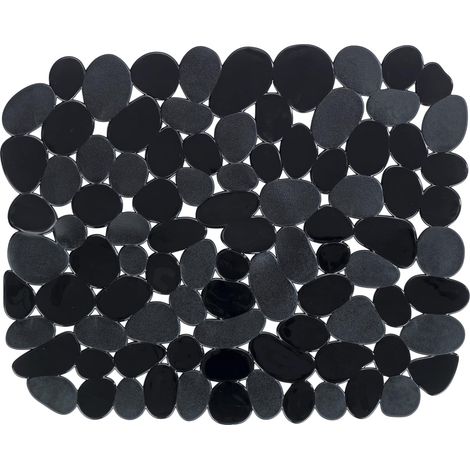 Tapis de protection évier noir - 1 unité - Plastique effet pierre - Antidérapant et découpable - Pour cuisine moderne - 31 x 26 cm (1/4)