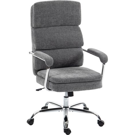 Fauteuil de bureau gris en chenille réglable en hauteur 360° (1/5)
