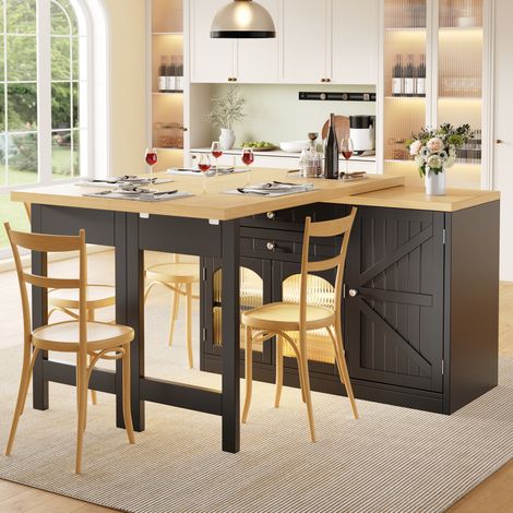 Mesa extensible cocina con almacenaje 120-194 cm OKMYHOME (1/5)
