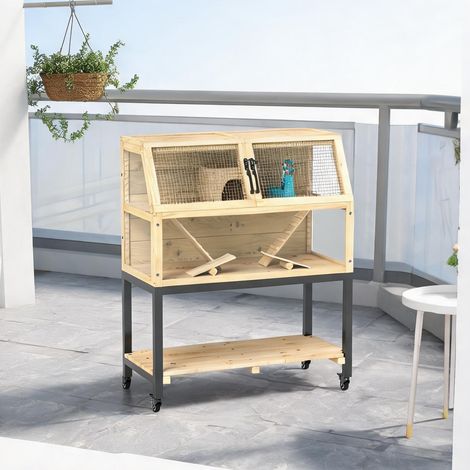 Cage en bois pour rongeurs 87 x 43 x 101 cm avec meuble (1/5)