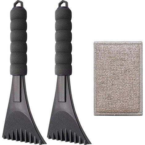 2 Grattoirs À Glace En Verre Et 1 Chiffon En Verre Miroir, Outil D'Entretien De Voiture, Accessoires De Nettoyage Antigel, Adaptés Au Dégivrage Des Vitres De Voiture Et Au Nettoyage Des Miroirs. (1/5)