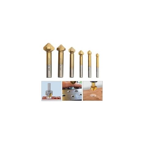 HSS coniques fraisés Foret à Chanfreiner 6 PCS 90 ° revêtements en à Noyer titane diamètre 6,3-20,5 mm Outil de Vis Convient Pour DIY Bois Métal PVC (1/5)