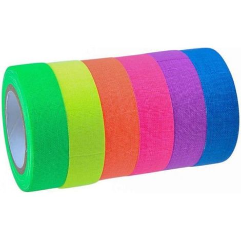 Ruban Fluorescent UV - Réactif Lumière Noire - Pour Décoration Fête Soirée Événement - Lot de 6 Couleurs (1/4)