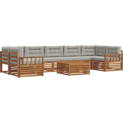 Conjunto de sofás de exterior 8 uds. Gris Natural y Claro vidaXL (1/5)