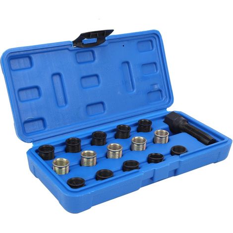 Kit D'Outils de Réparation de Filetage de Bougie D'allumage en Acier en Acier, Haute Résistance Restead Ensemble avec Boîte à Outils, M14x1.25 Tap à Vis, pour la Réparation et (1/4)