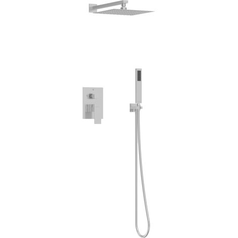 BALNEO Système de douche avec pommeau de pluie argent brossé Acier inoxydable  Mitigeur de douche avec douchette CASCADE INOX (1/5)