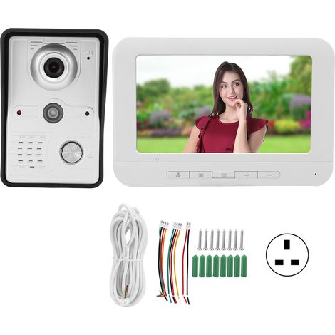 Kit de visiophone 7 pouces avec vision nocturne infrarouge IR CUT, audio bidirectionnel, déverrouillage à distance, étanche, sonnette de sécurité pour maison, 100-240V prise UK (1/5)
