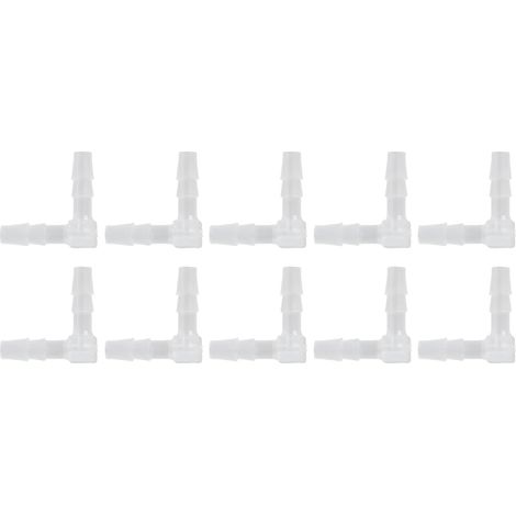 10 Pièces en Plastique Coude Tuyau Barbe 90 Degrés Coude Tuyau Barbe Raccord en Plastique en Plastique égal barbelé Joint Adaptateur (4mm) (1/5)