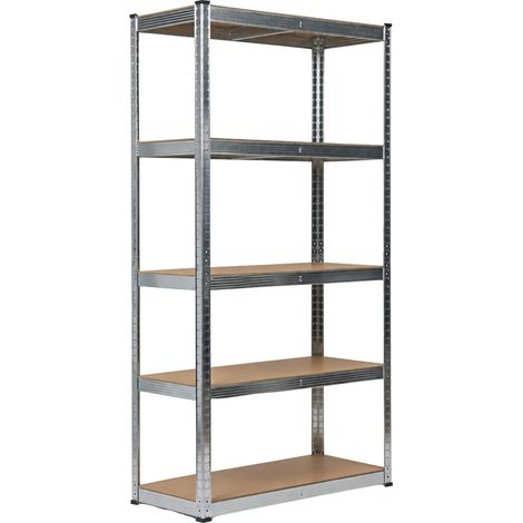 Estantería Modular Metálica con 5 Baldas 875kg Plateado 90x40x180 (1/5)