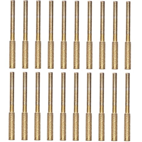20 Pièces Têtes de Meulage pour Affûtage de Chaîne de Tronçonneuse, Kit d'Affûteuse Rotative avec Lime Diamètre 4.8mm