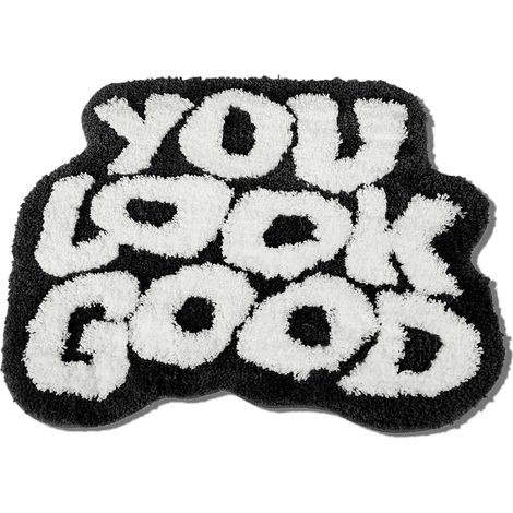 alfombrilla de baño estampada con la frase "Eres hermosa", de felpa corta, absorbente y antideslizante, para baño o cocina. (1/5)