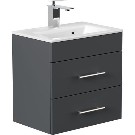 Badmöbel Mars 500 SlimLine 50x34cm mit 2 SoftClose Schubladen grafit