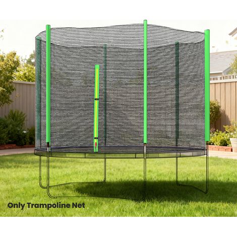 Rete di sicurezza per trampolino Ø305 cm per uso esterno con 6 pali, anti-UV e porta con cerniera, verde e nera