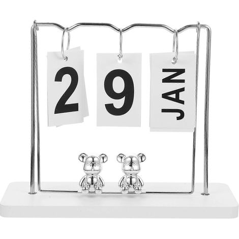 Calendrier de bureau en bois, calendrier perpétuel à feuillets, petit calendrier de bureau décoratif (1/5)