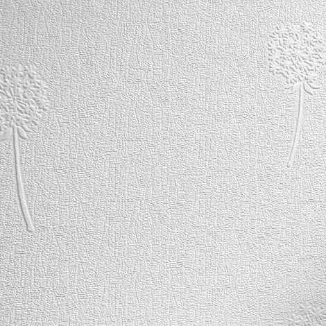 Anaglypta Dandelion Blush White Paintable Wallpaper Floral Vinyl Textured