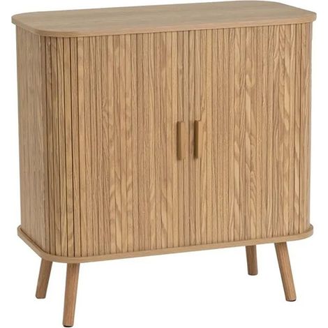 Buffet bas - JUANIO - 80x40x80 cm - Bois MDF - Coloris naturel - 2 portes (1/5)