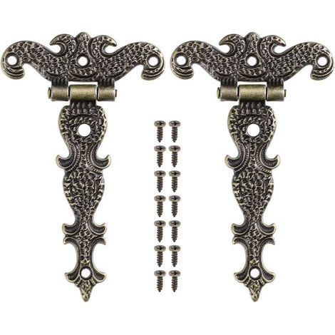 Lot de 2 charnières décoratives en alliage de zinc et en forme de T pour porte de placard