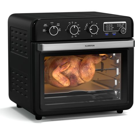 Klarstein Air Glaze - Friggitrice ad aria calda  2000 watt  34 litri  Finestra panoramica  Set di accessori incluso
