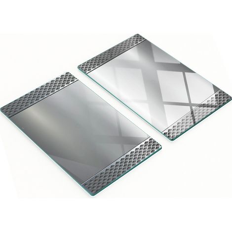 Planches de service en verre pour la cuisine, décorées de motifs et sur fond métallique, 2 x 30 x 52 cm (1/5)
