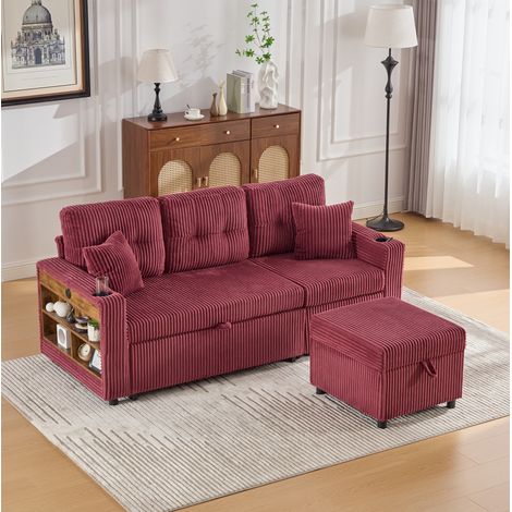 Canape convertible avec rangement LED rouge OKMYHOME (1/5)